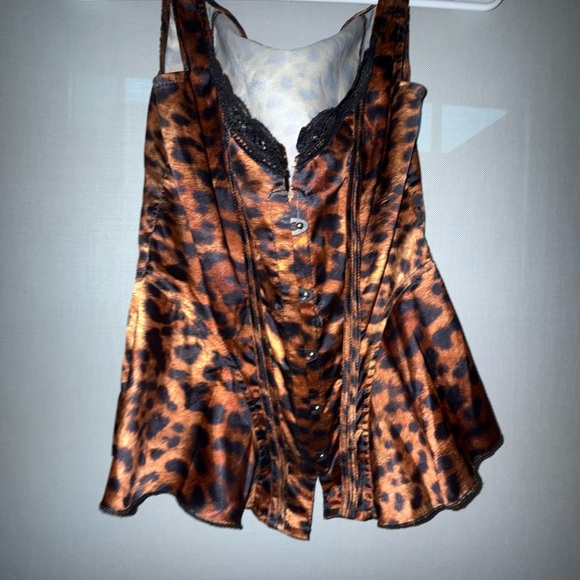 PrettyLittleThing Leopard Animal Print Satin Corset - Picture 2 of 5